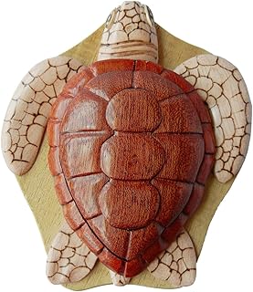 Handcrafted Hawaiian Puzzle Box - Unique Wood Artwork, Secret Lock, Hidden Chamber (Honu Turtle -top View - Puzzle Box)