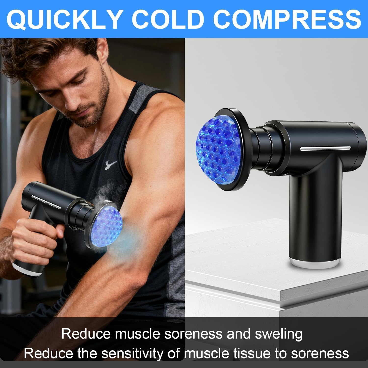 Massage Gun with Heat and Cold Head Deep Tissue Back Massage for Athletes Muscle Pain Relief Percussion Massager with 6 Massages Heads & 6 Speeds & Silent Brushless Motor
