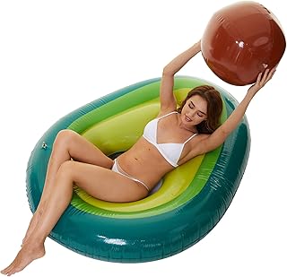 Zoostliss Inflatable Avocado Pool Float - Floatie with Ball Water Fun Large Blow Up Summer Beach Swimming Raft Kids Adults