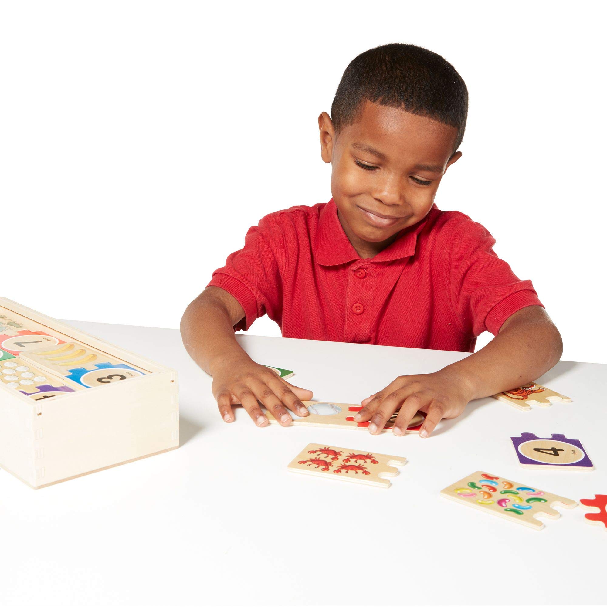 Melissa & Doug Samoregulujące litery i liczby drewniane łamigłówki zestaw z pudełkiem do przechowywania