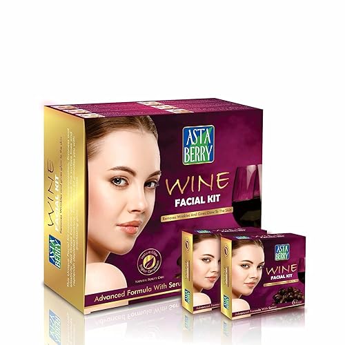 AZAZ Astaberry - Kit facial de vino de 12 bolsas (6 pasos) 15.24 oz Elimina las arrugas y la piel brillante, kit facial profesional, extracto de