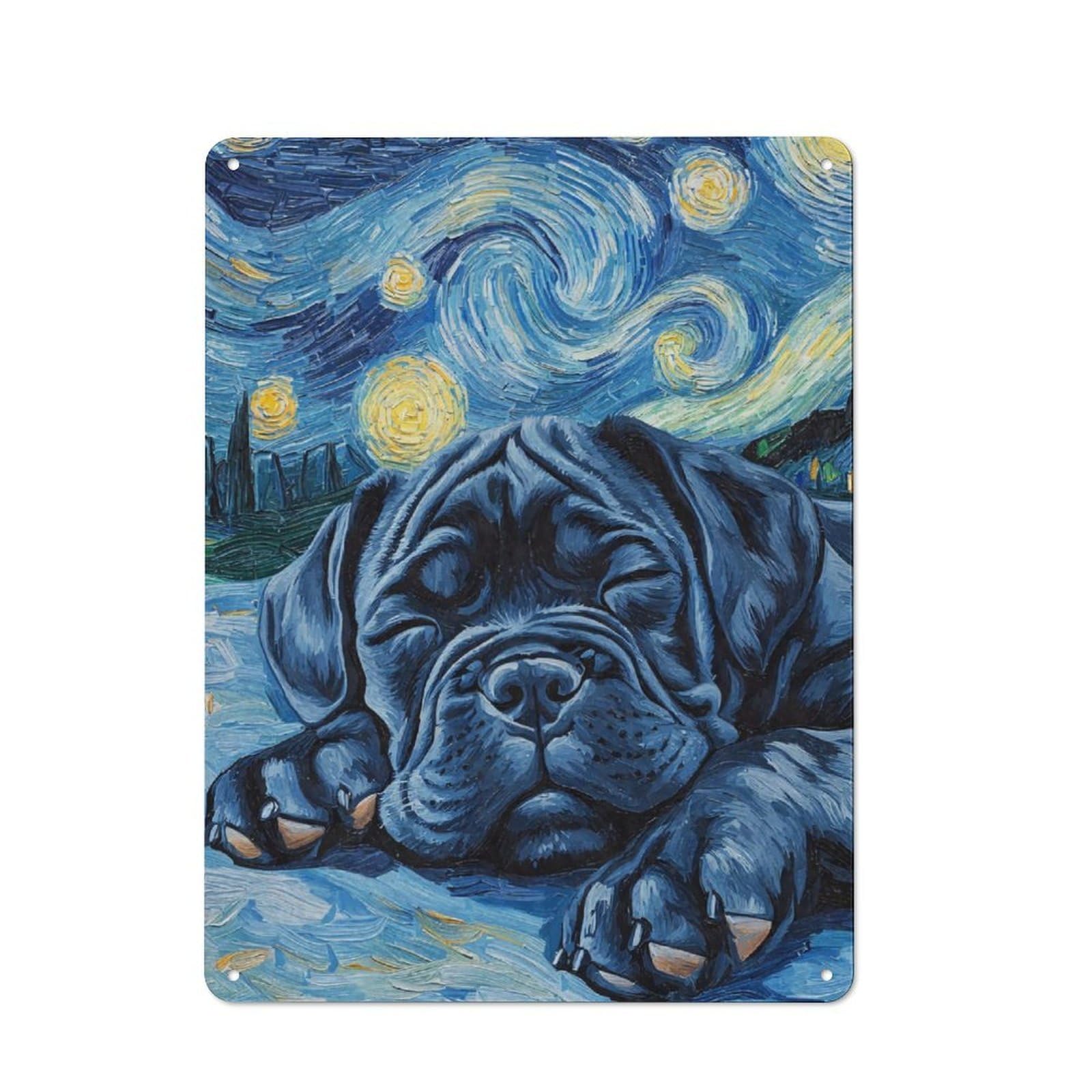 Junmoney Cane Corso Puppy Sleeping Printed Metal Sign 40X30cm For Living Room Or Hallway, A Decorative Christmas Gift For Living Room Decor Lovers