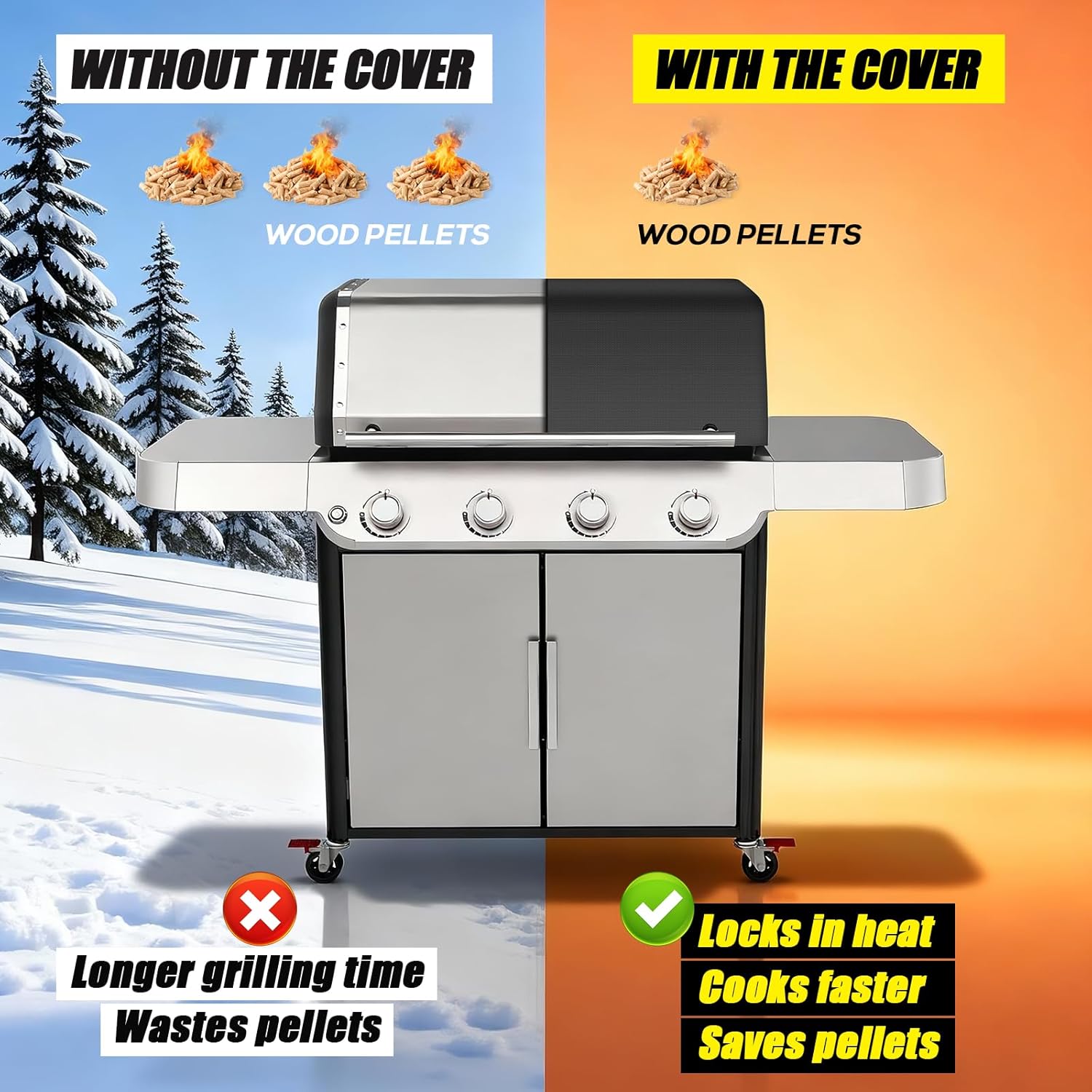PWABOSE Thermal Blanket for Grill, 35x40 Inch Heavy-Duty Smoker Grill Insulation Cover for Winter Cooking, Pellet Grill Heat Shield for Traeger Stoves, Cuttable DIY Insulated Blanket