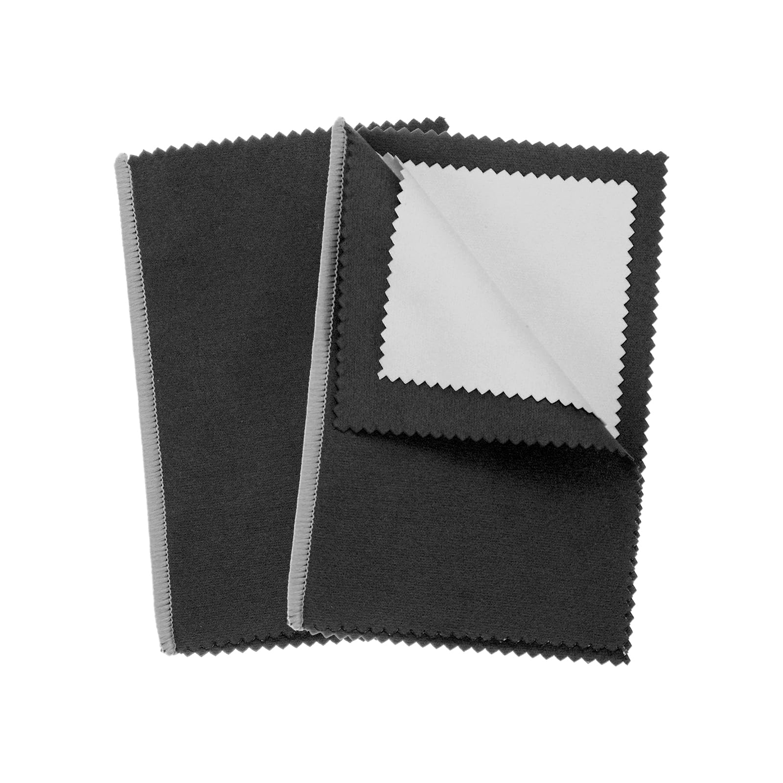 PATIKIL 5.9"x7.9" Jewelry Cleaning Cloth, 2 Pack Double-Sided Fleece Polishing Cloth for Gold, Silver and Jewelry, Black