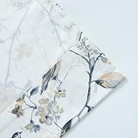 Vista 156 de VOGOL Cenefas con patrón de pájaros para ventanas de cocina, cenefa texturizada de lino con estampado floral y pájaros para ventanas pequeñas