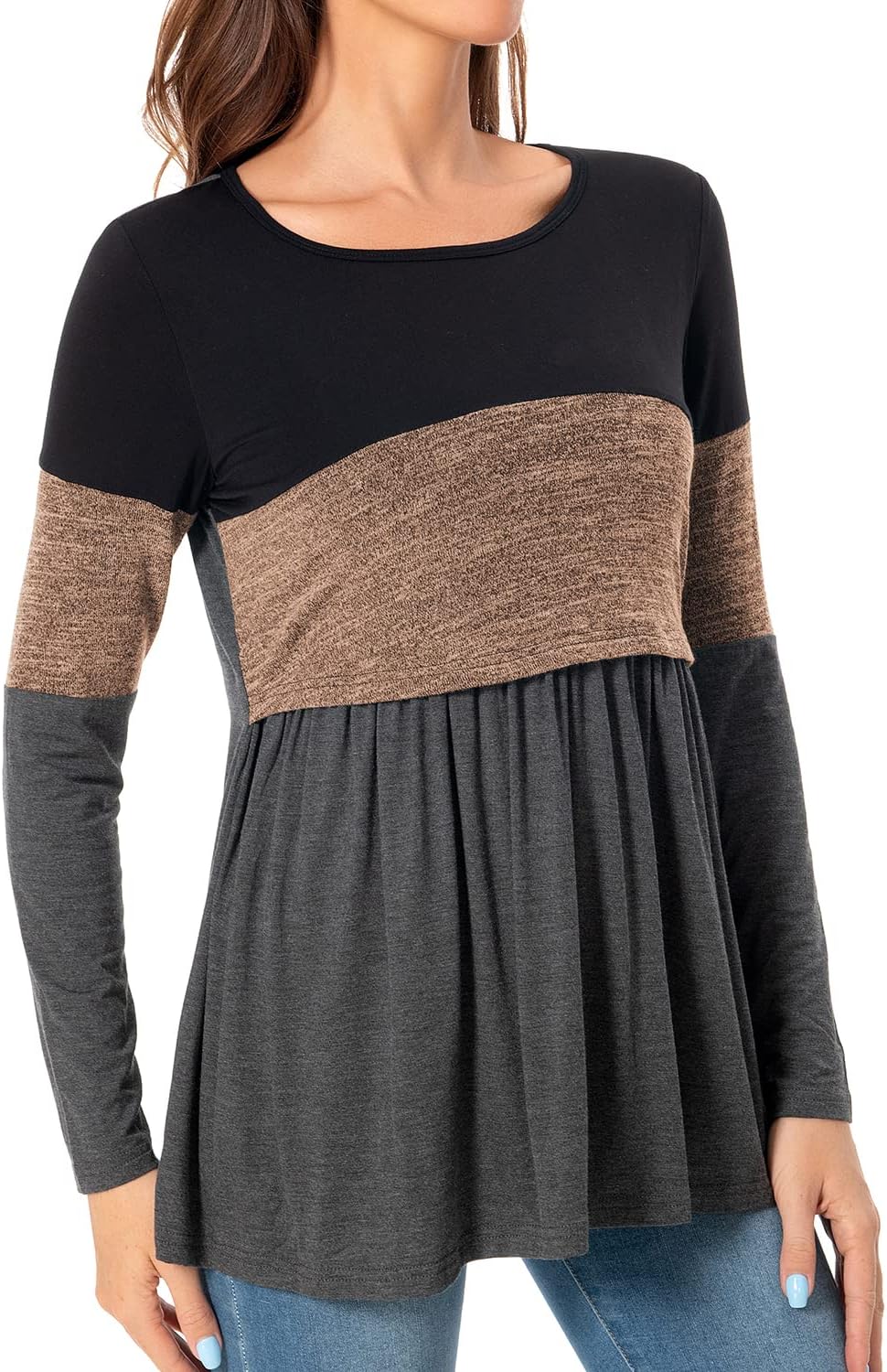 Bearsland Women’s Nursing Top Long Sleeve Scoop Neck Nursing Shirt Breastfeeding Shirt Pregnancy Clothes - Image 4