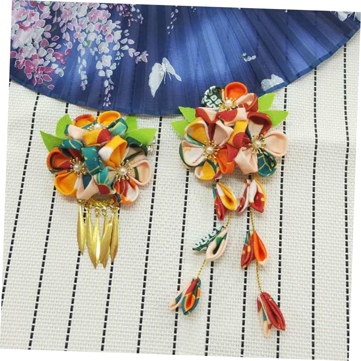 Housoutil 6stücke Japanischer Stil Blumen-stirnband Mode Stoff-metall Haaraccessoires Für Damen Und Mädchen Gelb Für Festliche Anlässe Und Alltag