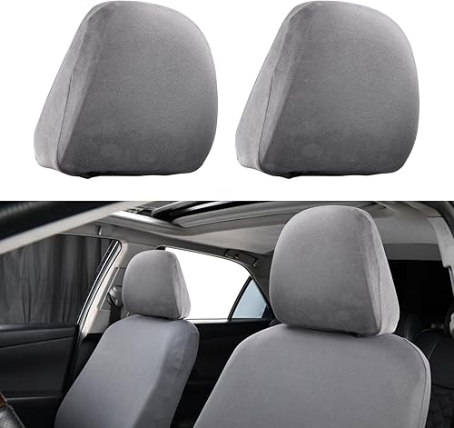 Miniatura 1 de Paquete de 2 fundas para reposacabezas de automóvil, fundas protectoras suaves a prueba de polvo, repuesto de fundas para reposacabezas de asiento,