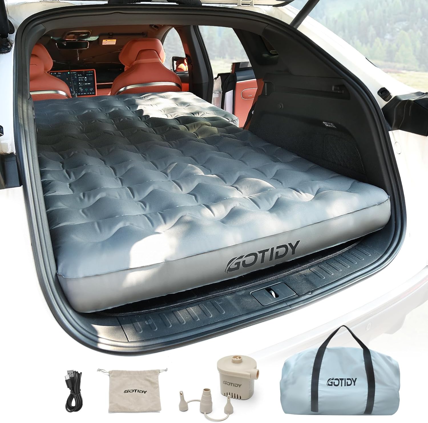 PunctureProof SUV Air Mattress Car Camping, Rechargeable