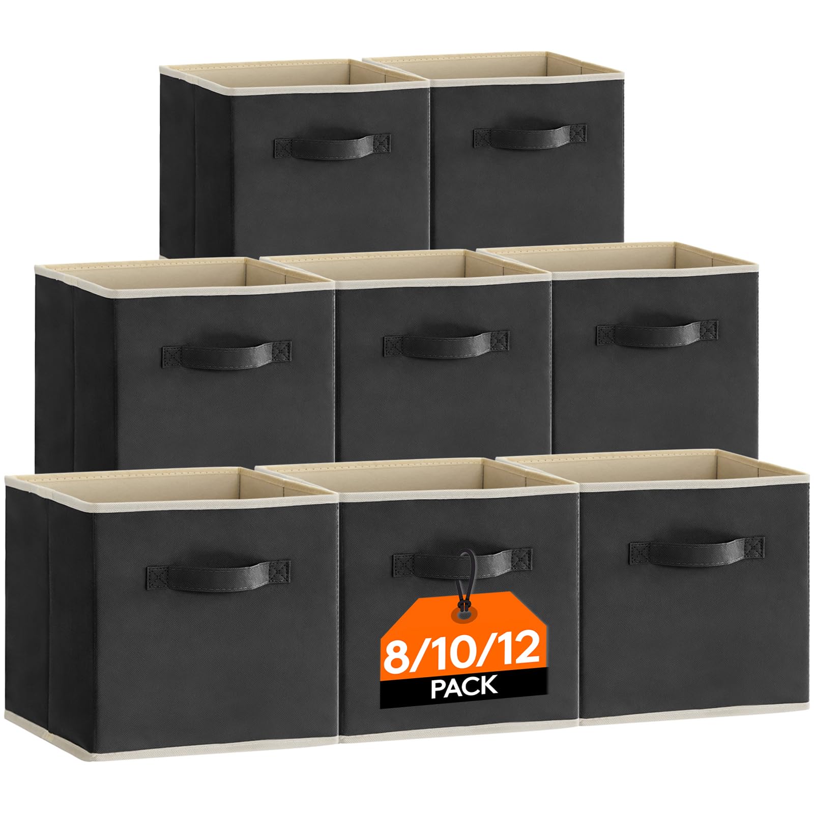 Lifewit Aufbewahrungsbox, 10 Stück, Schwarz, 26,5 x 26,5 x 28 cm, 20 L