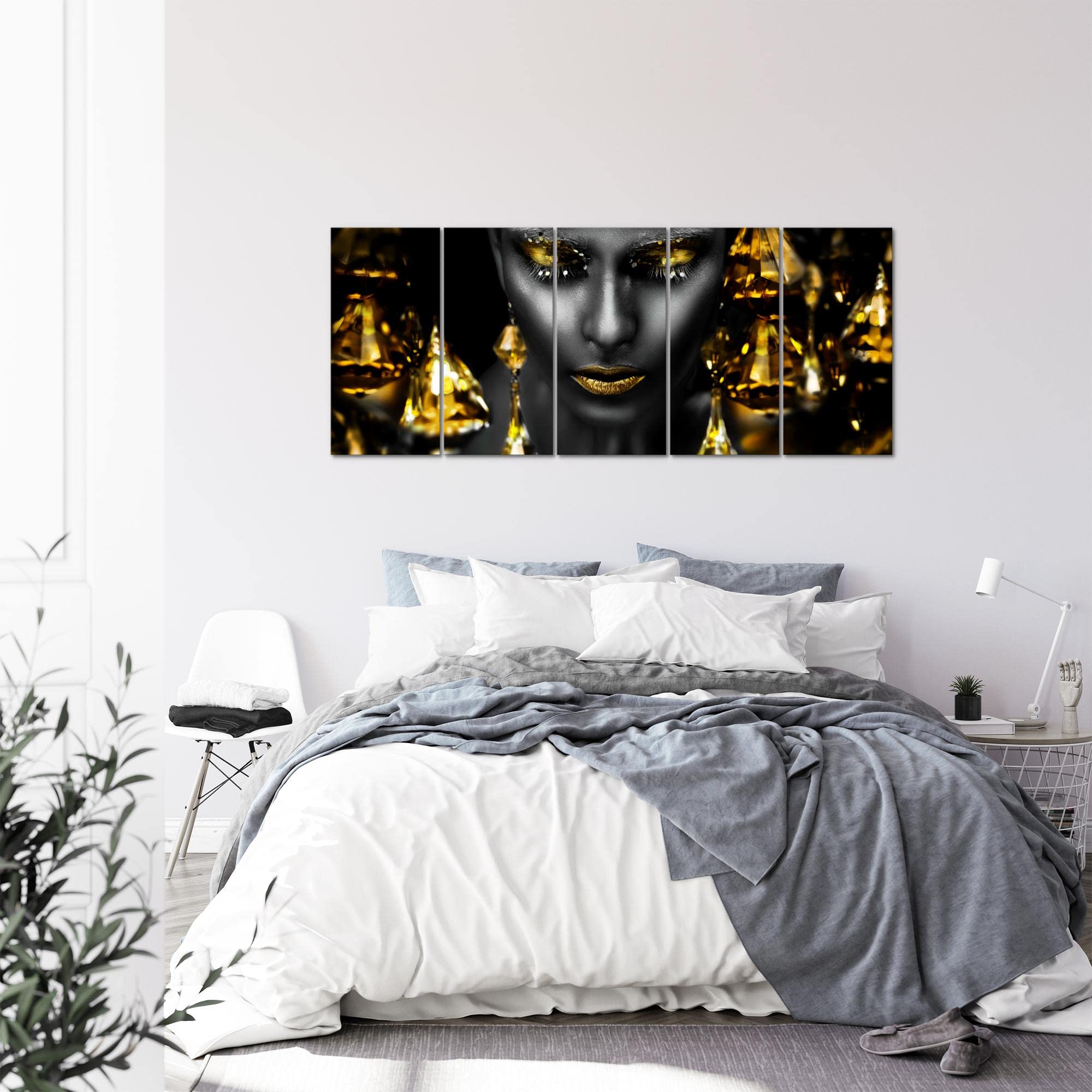 Runa Art - Tableau Singe 200 x 100 cm 5 Parties XXL Decoration Murale Dessin Coloré 042551c