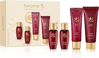 Sooryehan Hyobidam Fermented Travel Kit (Pack of 4) - Herbal korean skincare set with Toner, Emulsion, Cream & Cleansing Foam, featuring Baekhyodan™ & Silver Mushroom. for hydration & elasticity.