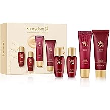 Sooryehan Hyobidam Fermented Travel Kit (Pack of 4) - Herbal korean skincare set with Toner, Emulsion, Cream &amp; Cleansing Foam, featuring Baekhyodan&trade; &amp; Silver Mushroom. for hydration &amp; elasticity.