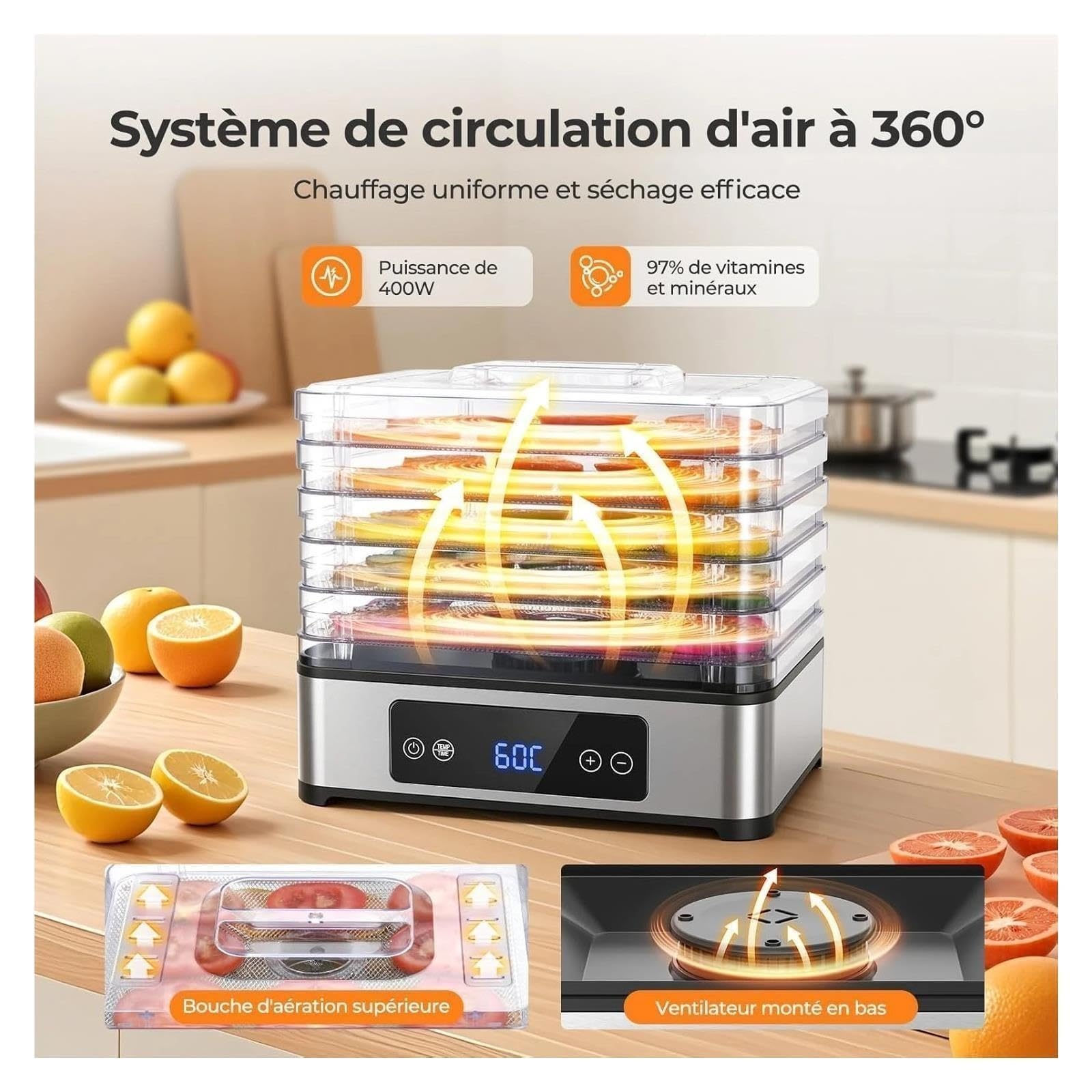 Disidratatore Alimentare 5 Vassoi In Acciaio Inox