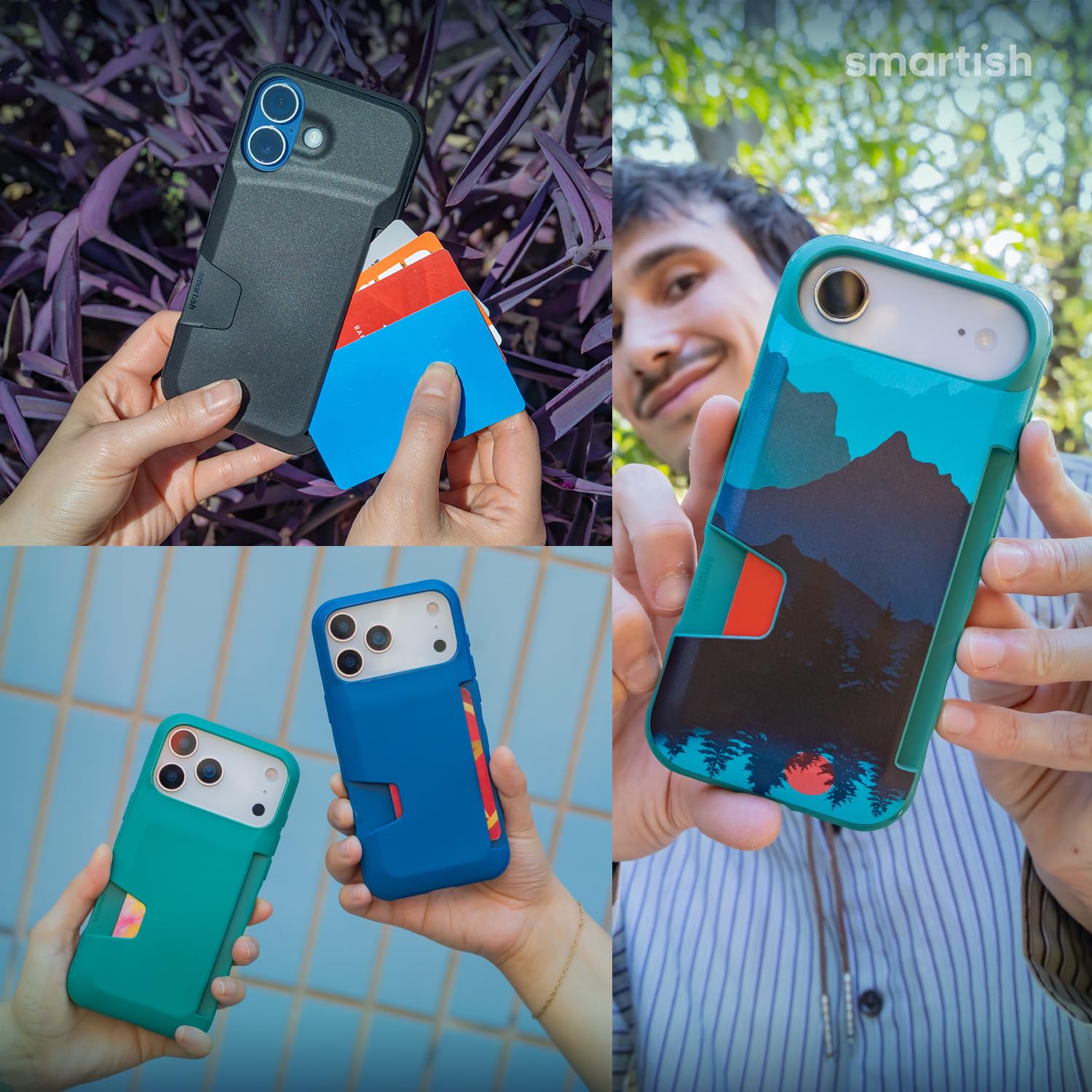 Smartish Etui portfelowe na iPhone'a 17 Pro - Wallet Slayer Vol. 1 [smukłe + ochronne] Etui na karty kredytowe - Testowane upadek z klapką ukryte etui na karty do Apple iPhone 17 Pro - bardzo kwiat