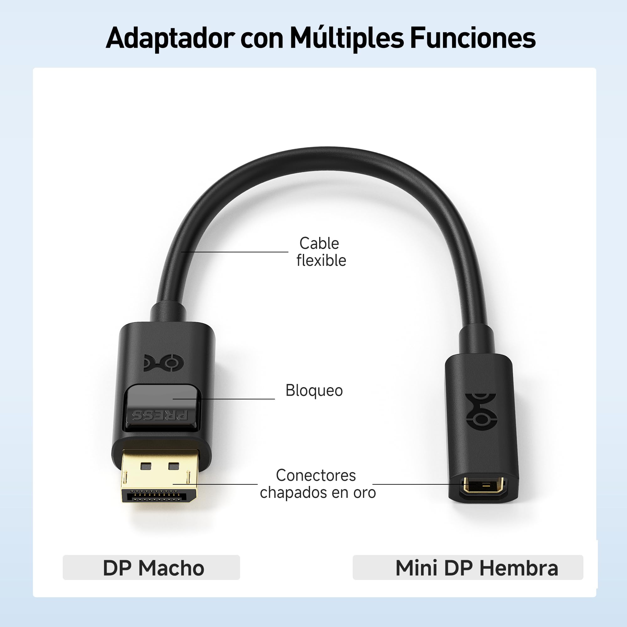 Cable Matters Adaptador DisplayPort a Mini DisplayPort 4K@60Hz - 15 cm