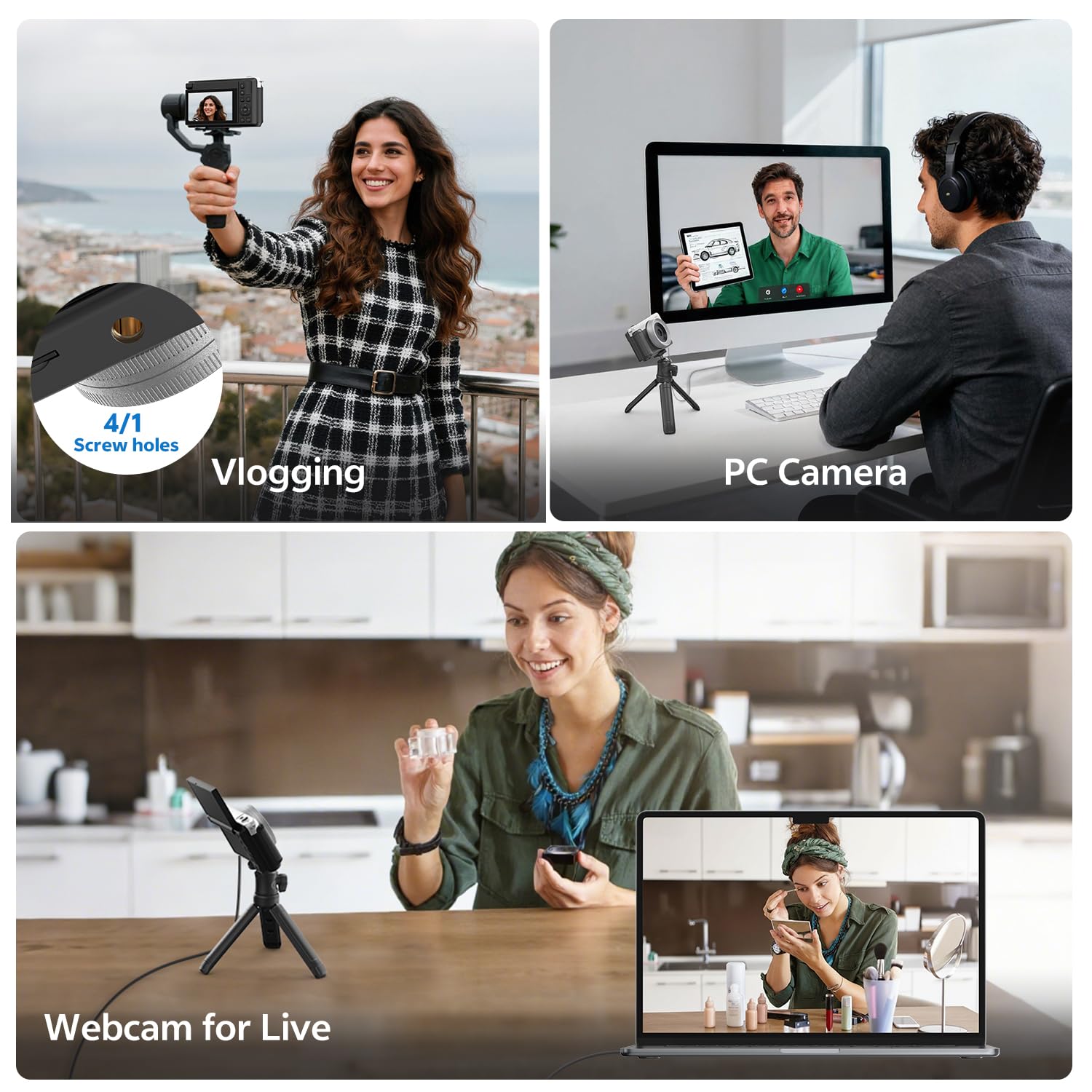 Cámara digital para fotografía, cámaras de vlogging 4K de 75 MP, zoom de 16 x cámara de enfoque automático con pantalla abatible de 3 pulgadas de 180°, cámaras digitales portátiles para principiantes