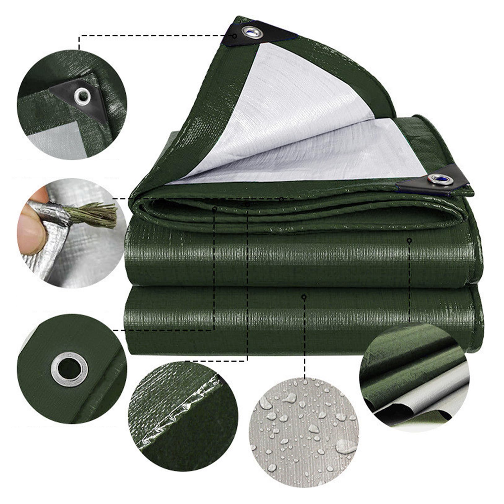 Bâche de Protection 1.8 x 3 m Imperméable et Résistante, Anti UV Bâche Étanch avec Oeillets, Épaisse et Durable pour Jardin, Tonnelle, Camping, Abri de Jardin, Vert
