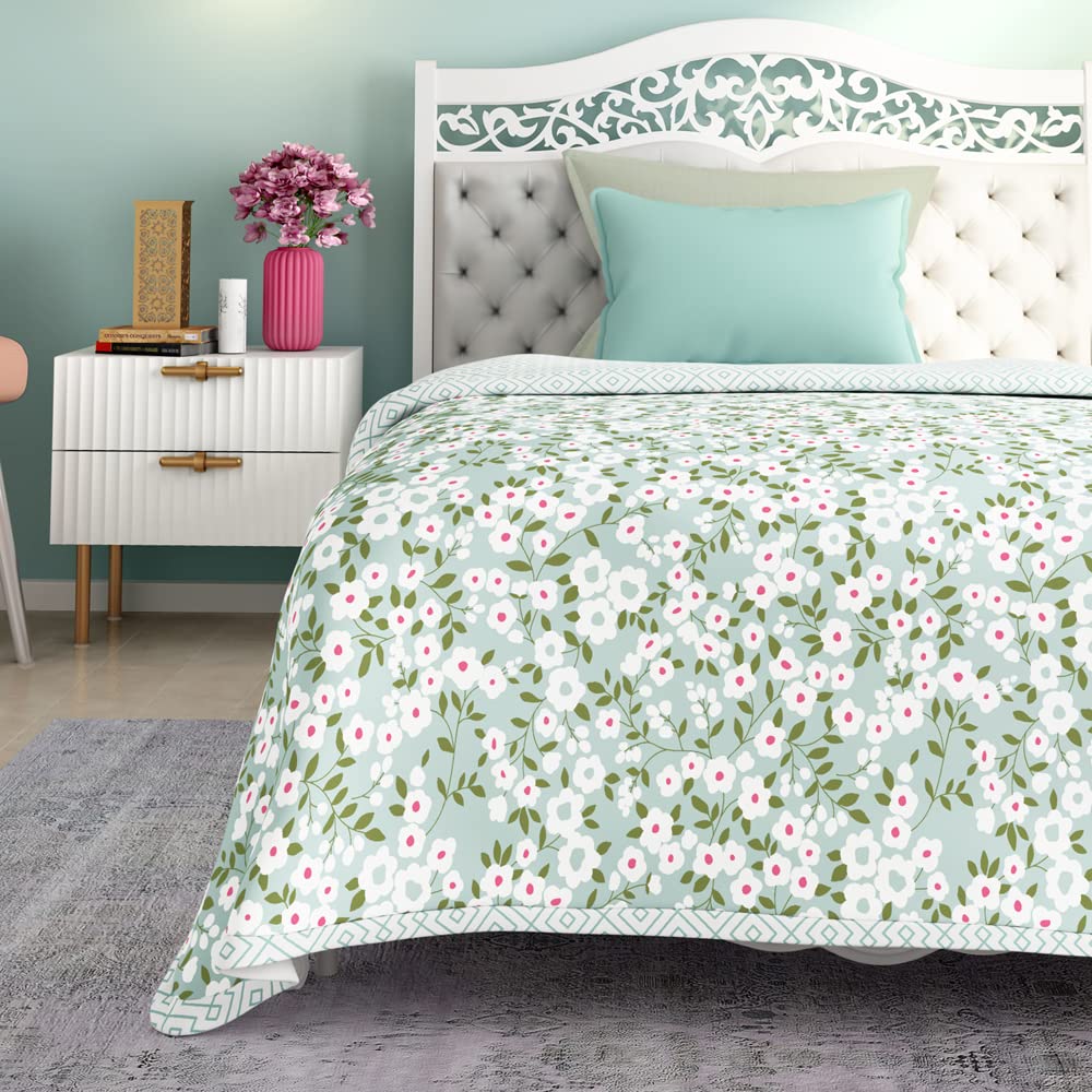 Wakefit Dohar Single Bed | 100% Cotton Blanket for Single Size Bed, Quilt | 110 GSM | Reverisible AC Blanket | 90x56 Inches - Sili Green-image-27