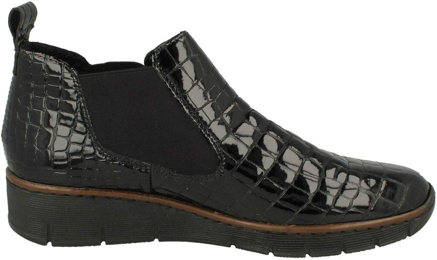 Rieker Women's Eria Leather Slip On Wedge Heel Chelsea Boots