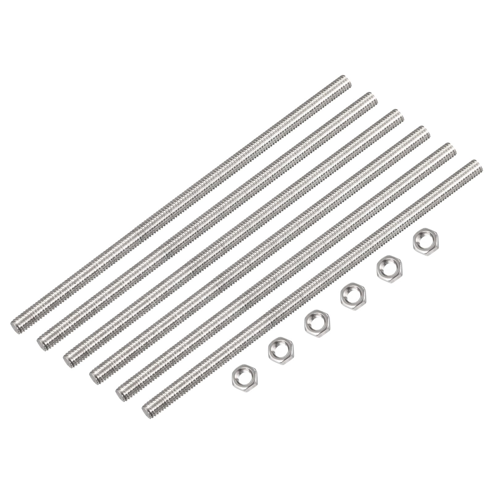 QUARKZMAN 6 Stück M3 X 250mm Vollgewindestange 304 Edelstahl Mit Sechskantmuttern