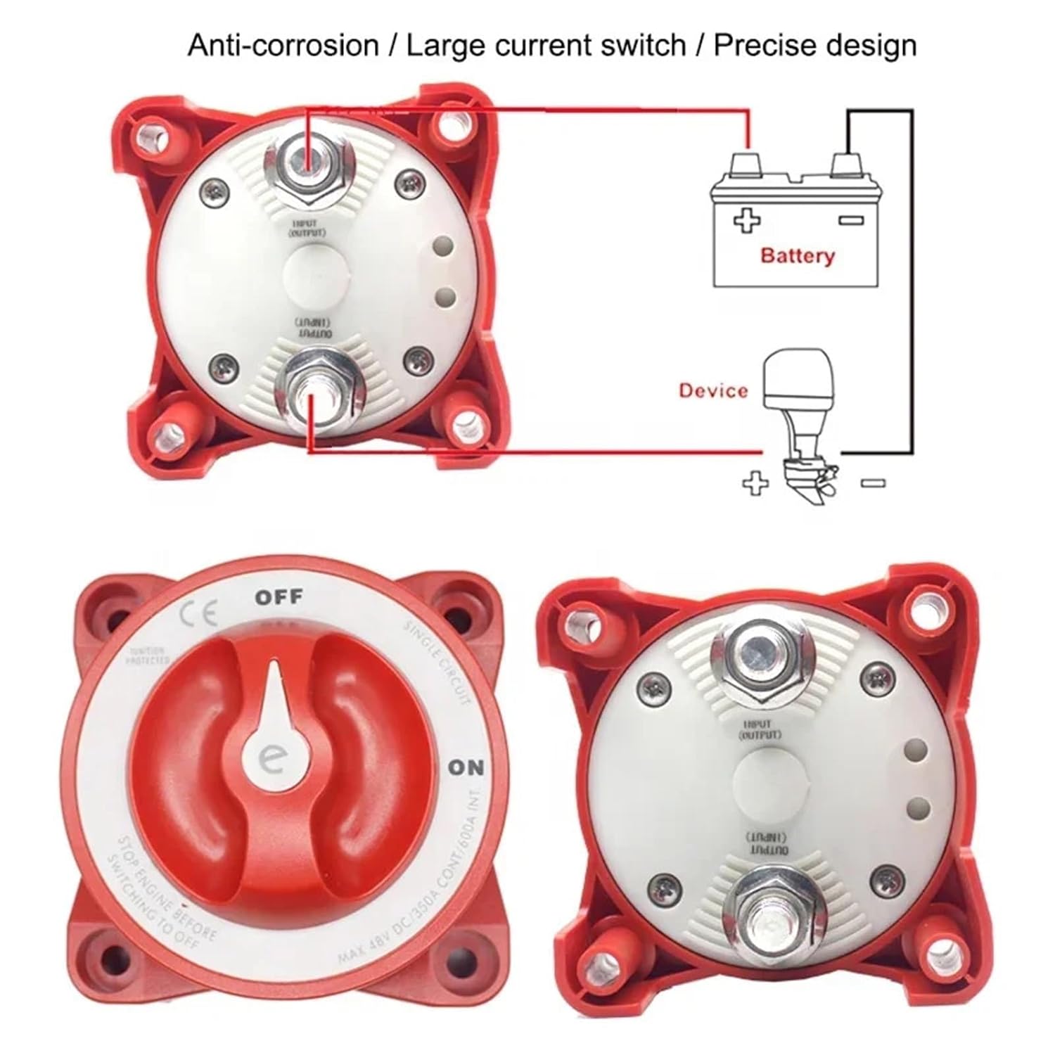 300A 48V ON Off Isolation Cut Off Car Engine Kill Battery Switch for Vehicle