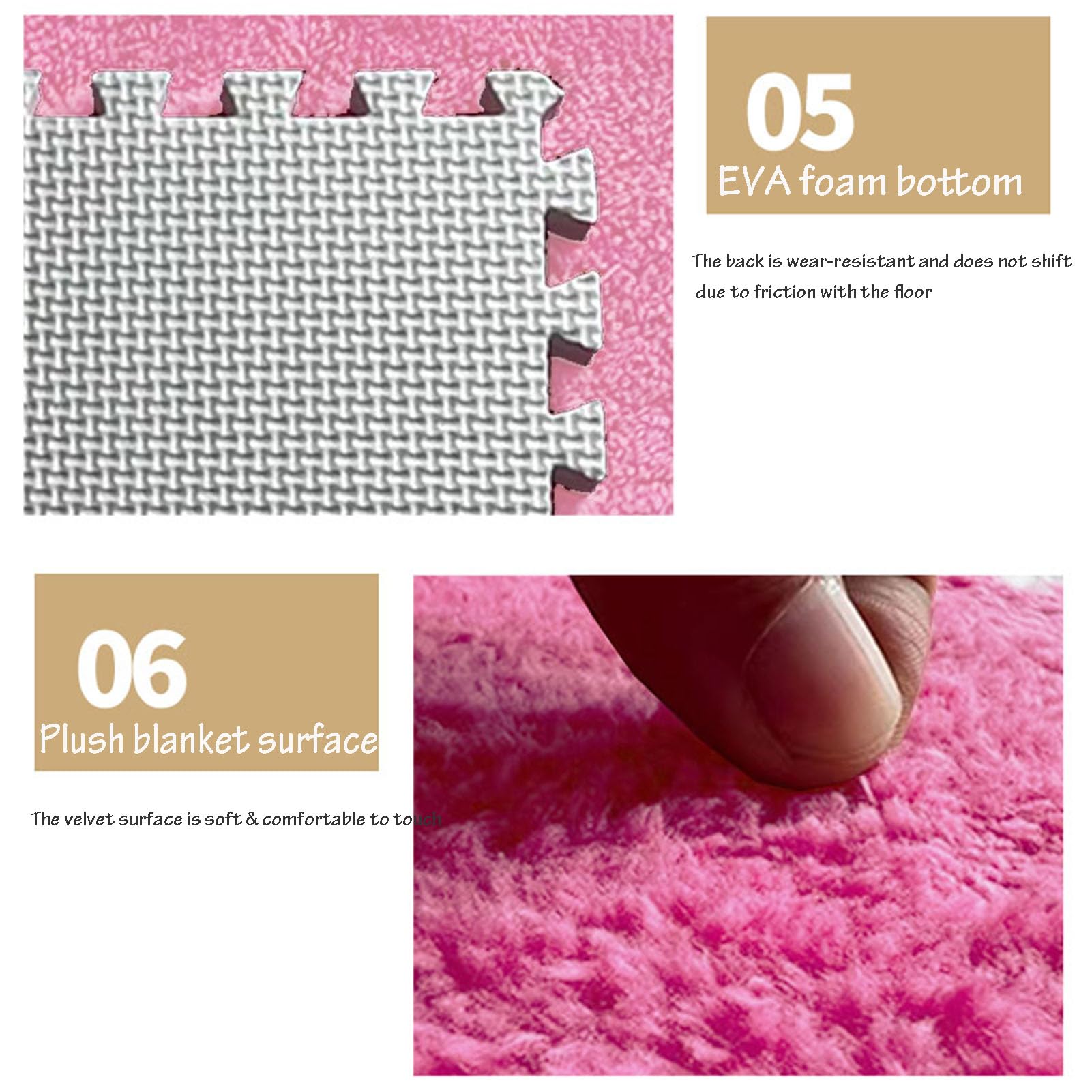 Weiche Schaumstoff-Teppichfliesen – 10 Stück, 30 x 30 cm, Flauschige, ineinandergreifende Teppiche, rutschfeste Matten für Wohn- und Schlafzimmer, Weiß & Grau, Puzzle-Spielmatte, 1 cm dick