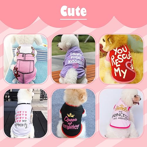 Miniatura 2 de KATOLK Paquete de 6 camisetas para perros pequeños, niños y niñas, suaves y transpirables, camisetas para cachorros y gatitos con letras para