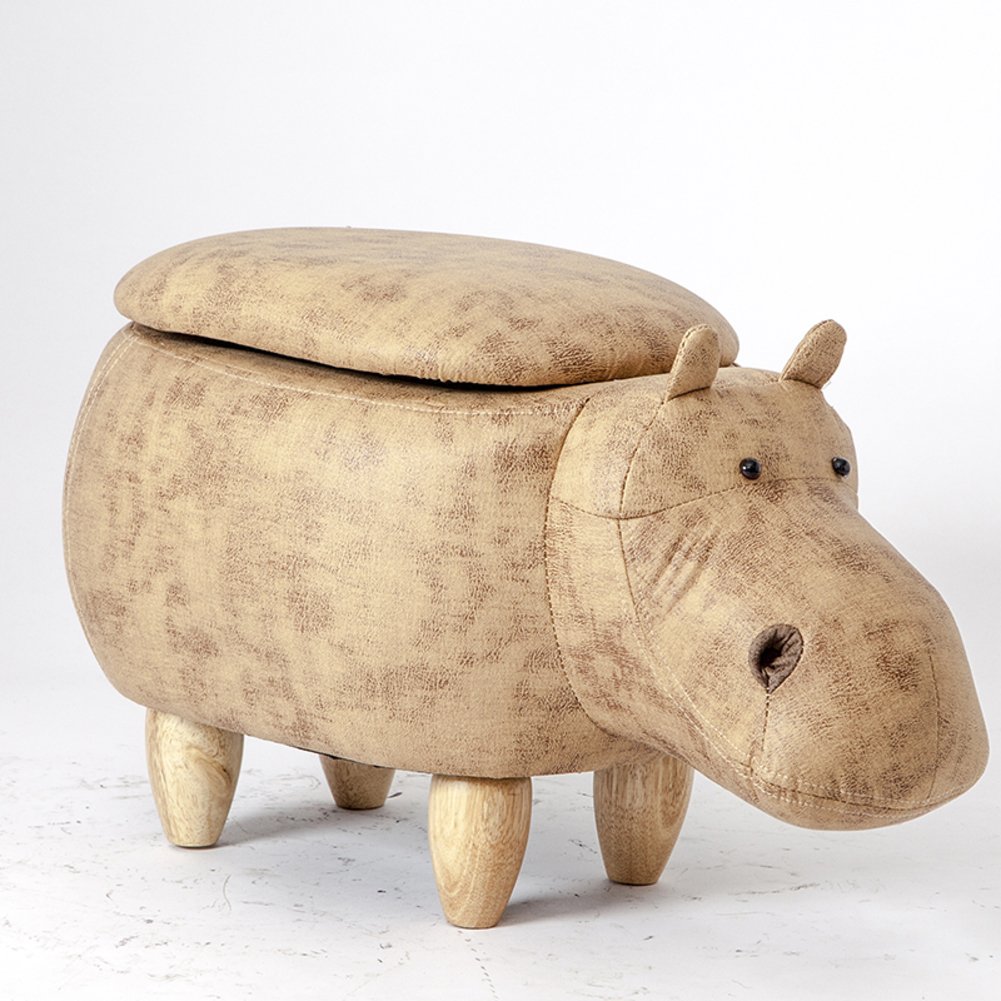 Tabouret coffre hippo en bois massif pour ranger l'entrée encombrée
