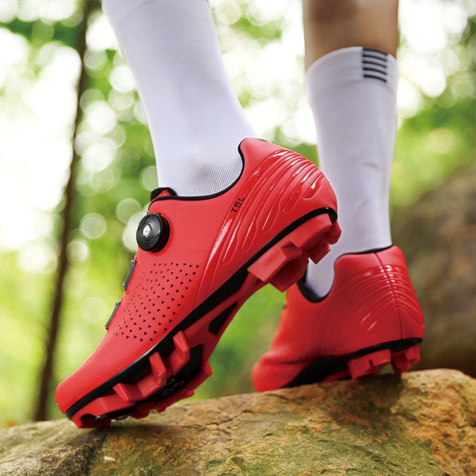 JiuQing Męskie buty do roweru górskiego z korkami SPD, 2 śruby, buty rowerowe MTB
