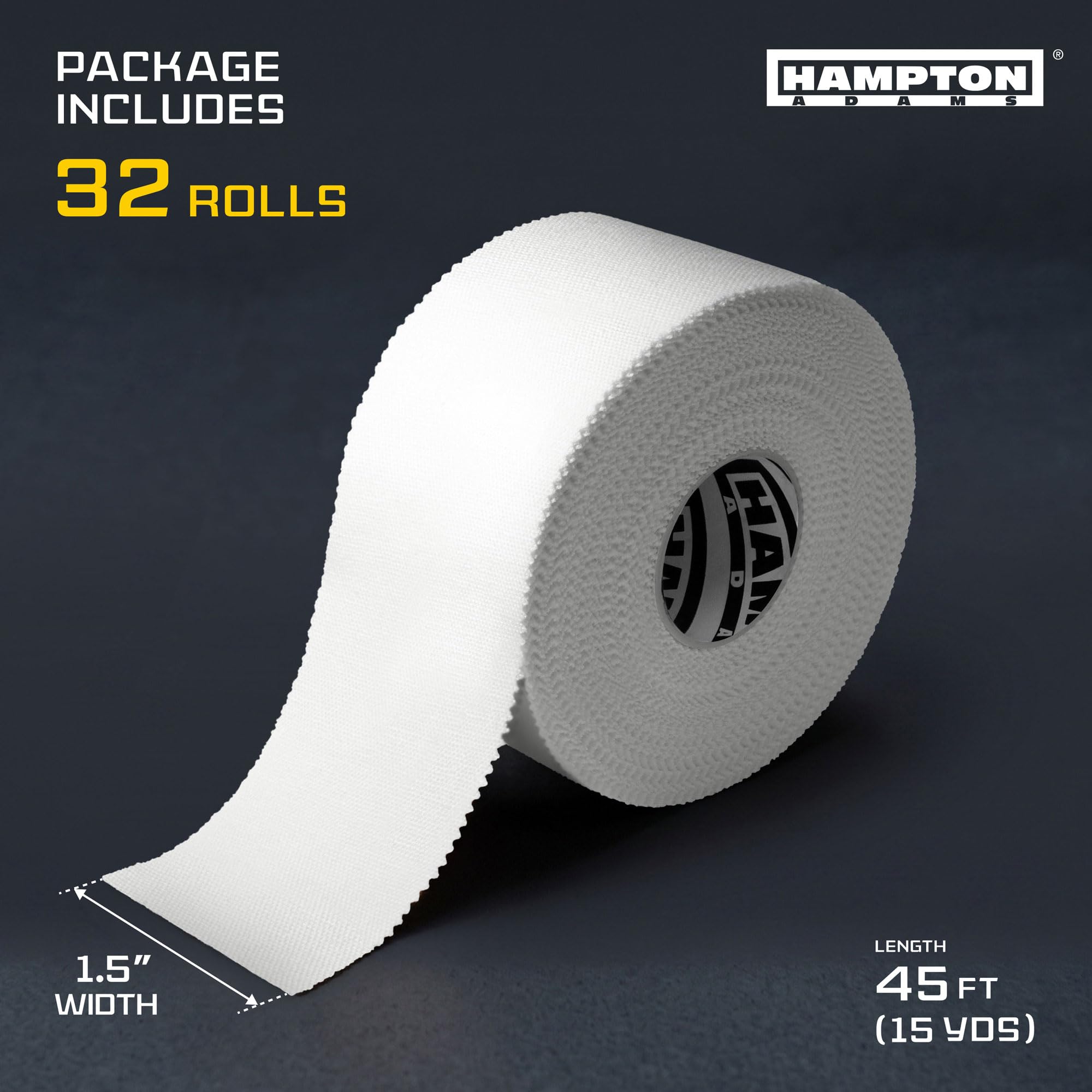 Hampton Adams (32 Conte Nastro Atletico Sfuso - 1,5 "x 45 Piedi per Rotolo - NESSUN residuo appiccicoso e Facile da strappare - Involucro per lesioni: Dita, Caviglie, Polso