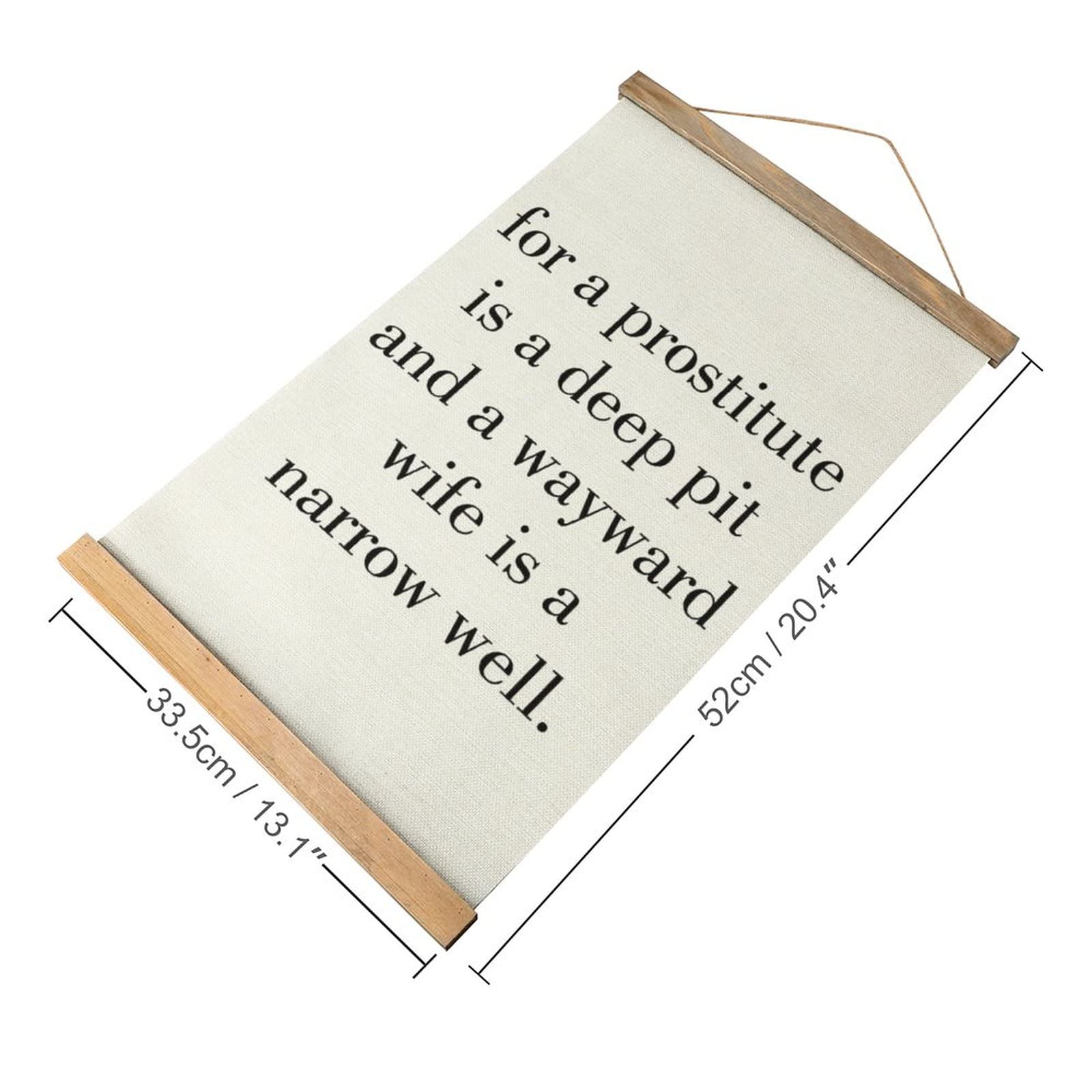 for A Prostitute Is A Deep Pit And A Wayward Wife Is A Narrow Well. Natural Wood Hanger Frame & Canvas Poster Hanging Inspirational Painting Wall Home Decorative Artwork for Living Room Bedroom Office Holiday Gifts 13