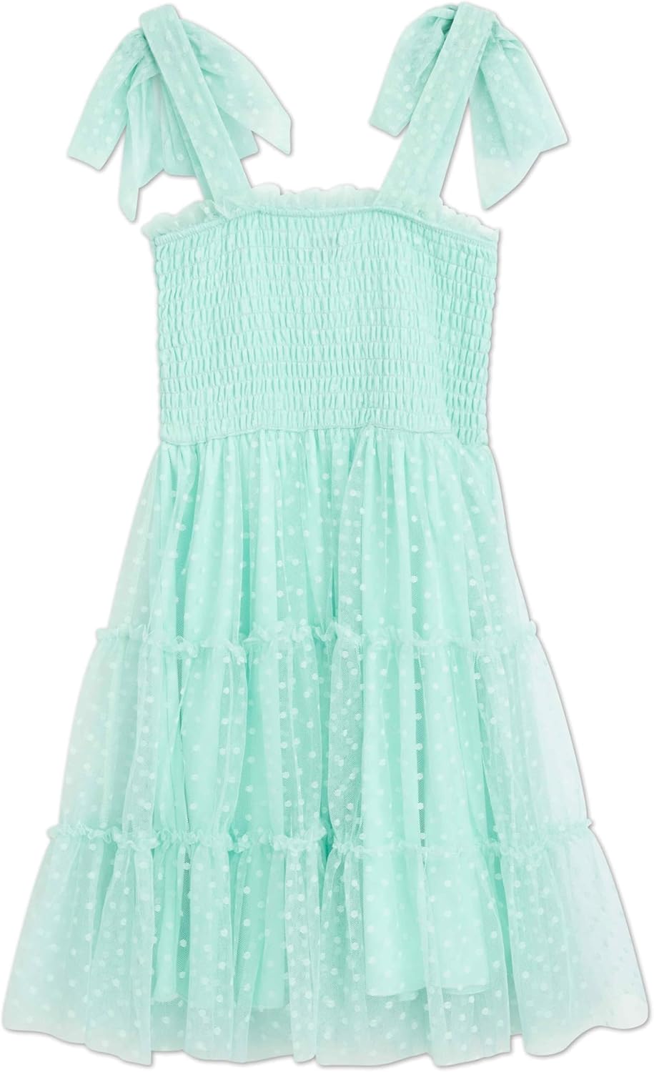 Speechless Girls' Sleeveless Mesh Dot Tiered Tulle Dress