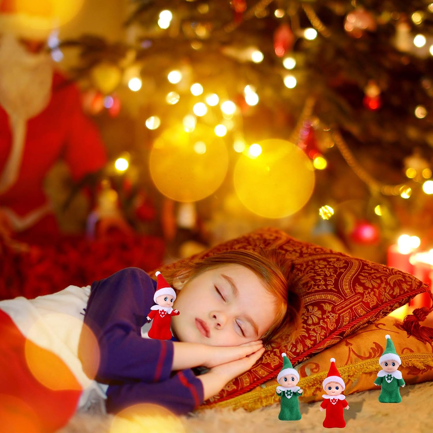 RUODON 2 Pack Elf Twins Christmas Elf Doll Shelf Doll Elf Tiny Elf Toys Elf Boy Baby Baby Girl Twins for Christmas New Year Decoration Gift and Advent Calendars Xmas Stocking Stuffers (Red and Green)