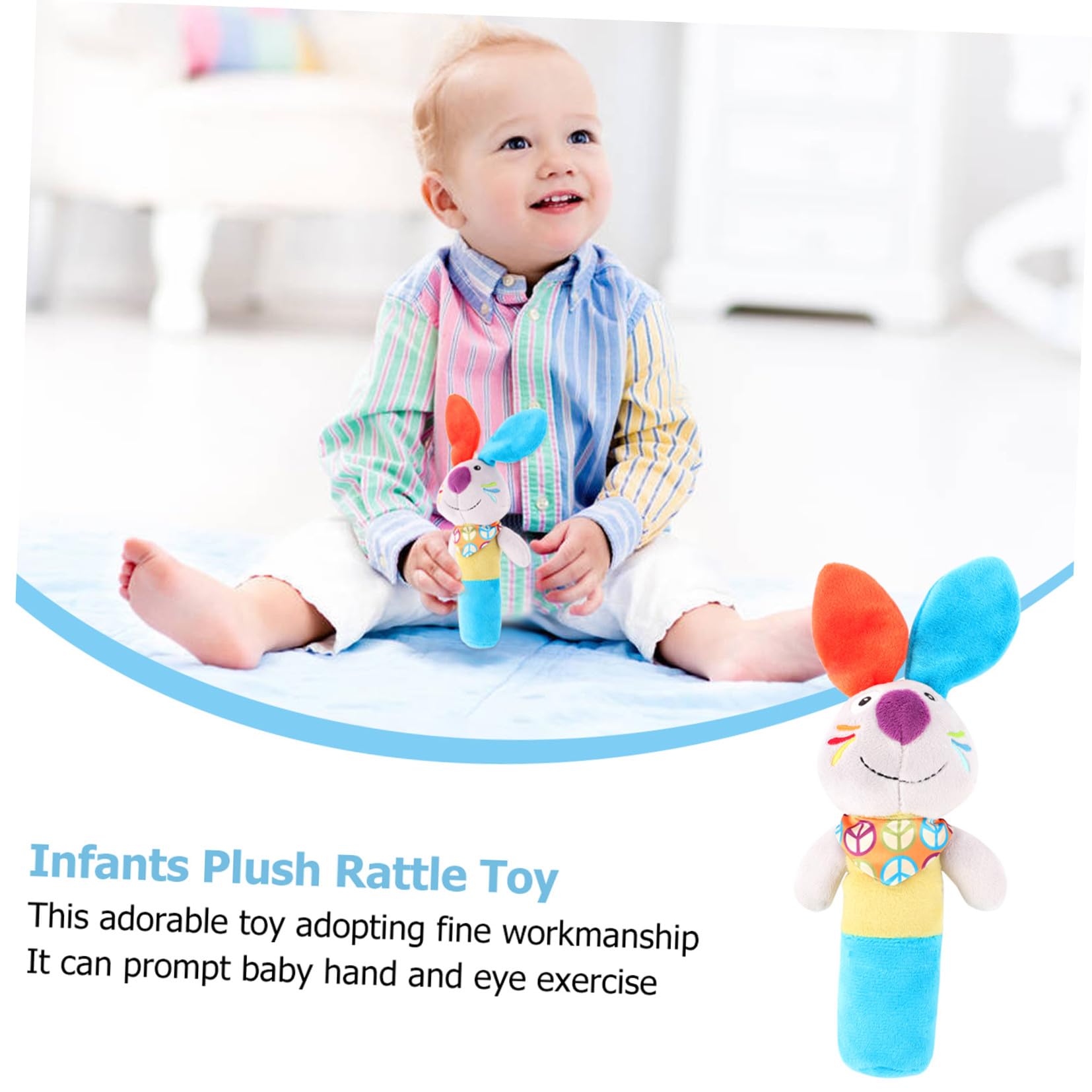 Beaupretty Jouet de Préhension pour Bébé en Peluche Bleu et Orange Son Interactif, Taille Adaptée aux Tout-petits, Favorise la Coordination Œil-main, Jouet Éducatif et Sensoriel pour Éveil