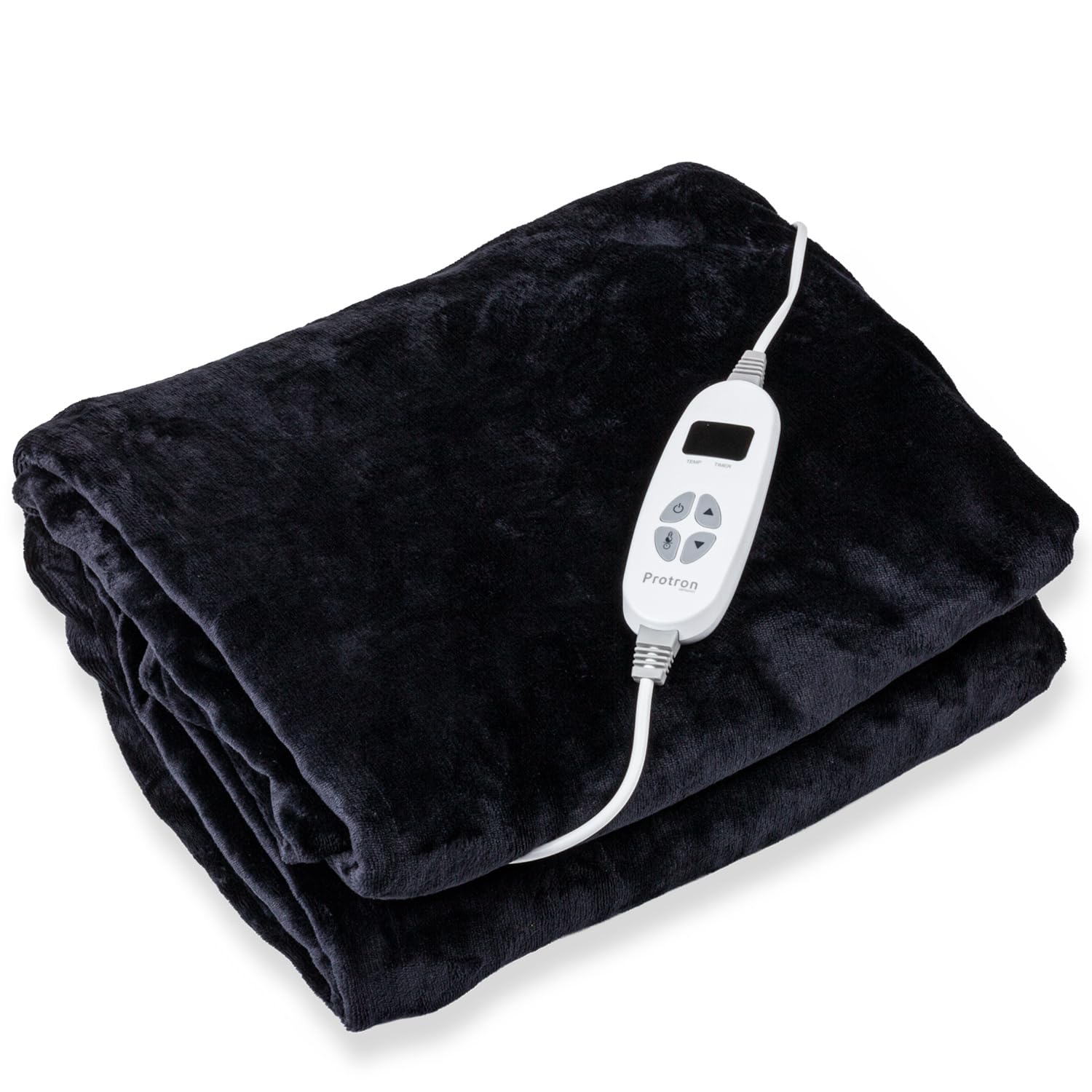 Protron Elektrische Wärmedecke Wärmebett Kuscheldecke mit Abschaltautomatik, 9 Heizstufen, LED Überhitzungsschutz, Timer bis 9Std, waschbar (Flannel, Anthrazit, 200 x 180 cm)