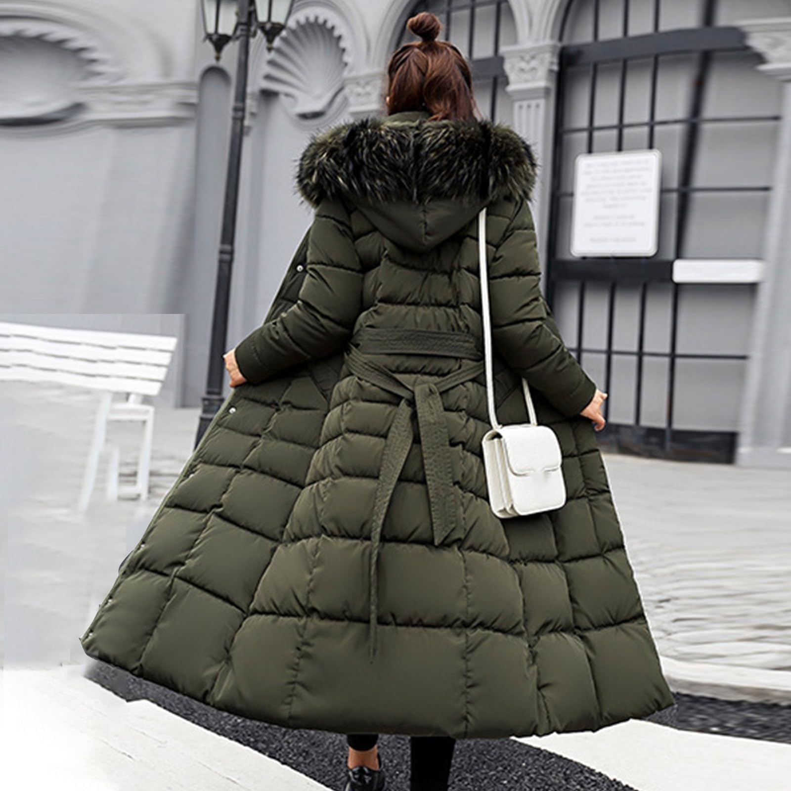 Abrigo de invierno para mujer con forro cálido y largo, chaqueta de plumón ligera para mujer, tallas grandes, chaqueta acolchada de invierno para mujer, abrigo de invierno elegante, abrigo de plumón
