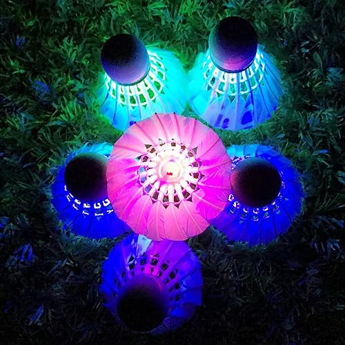 Miniatura 4 de LED Shuttlecock Badminton Birdies, iluminación Leadge Shuttlecock, noche oscura, pluma de ganso, pájaros brillantes, para actividades deportivas de
