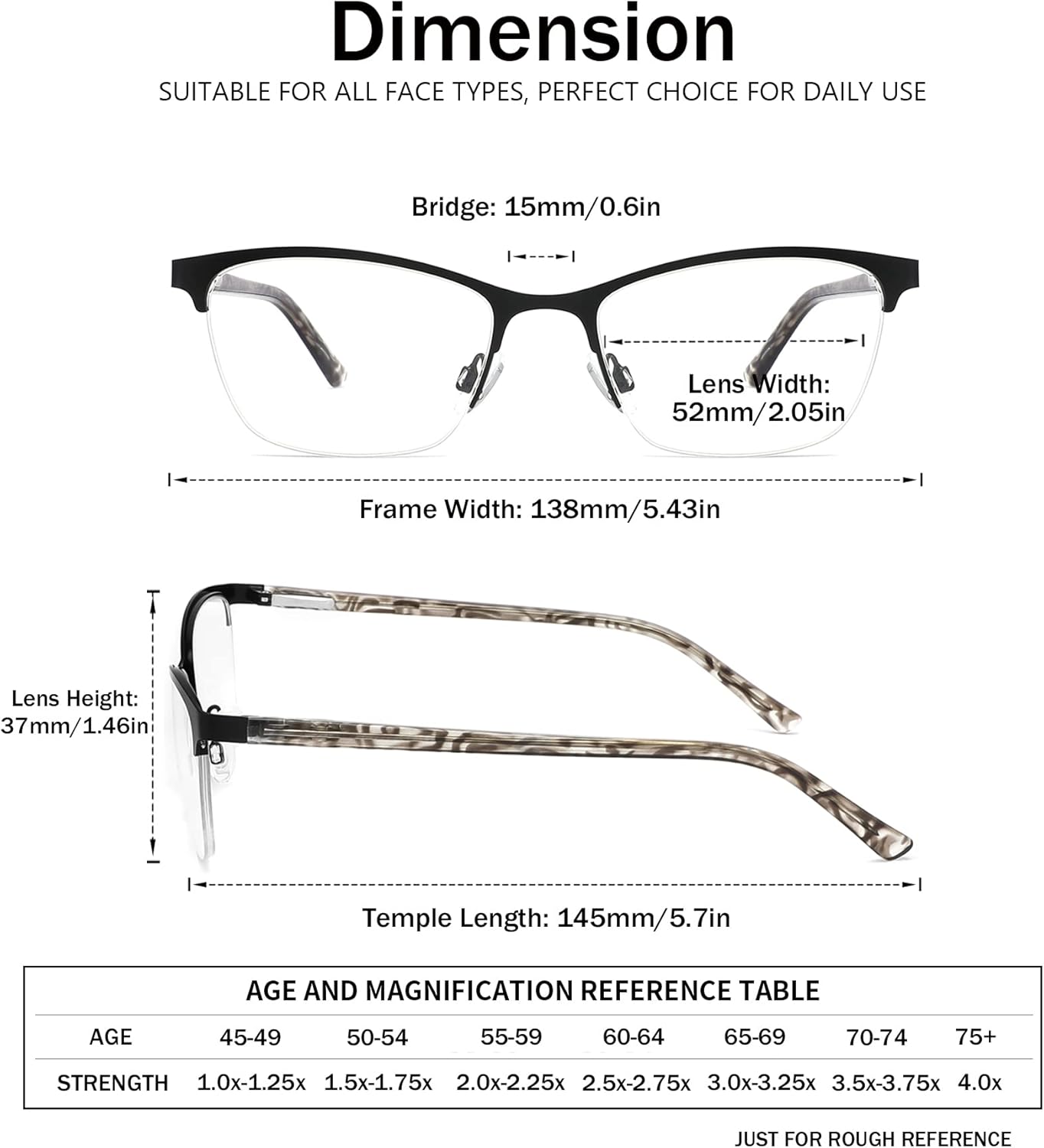 3 Pack Reading Glasses for Women, Metal Half Frame Blue Light Blocking Computer Readers, Filter UV Ray/Glare/blue ray Women’s Eyeglasses with Pouches (200 Magnification Strength) - Image 5