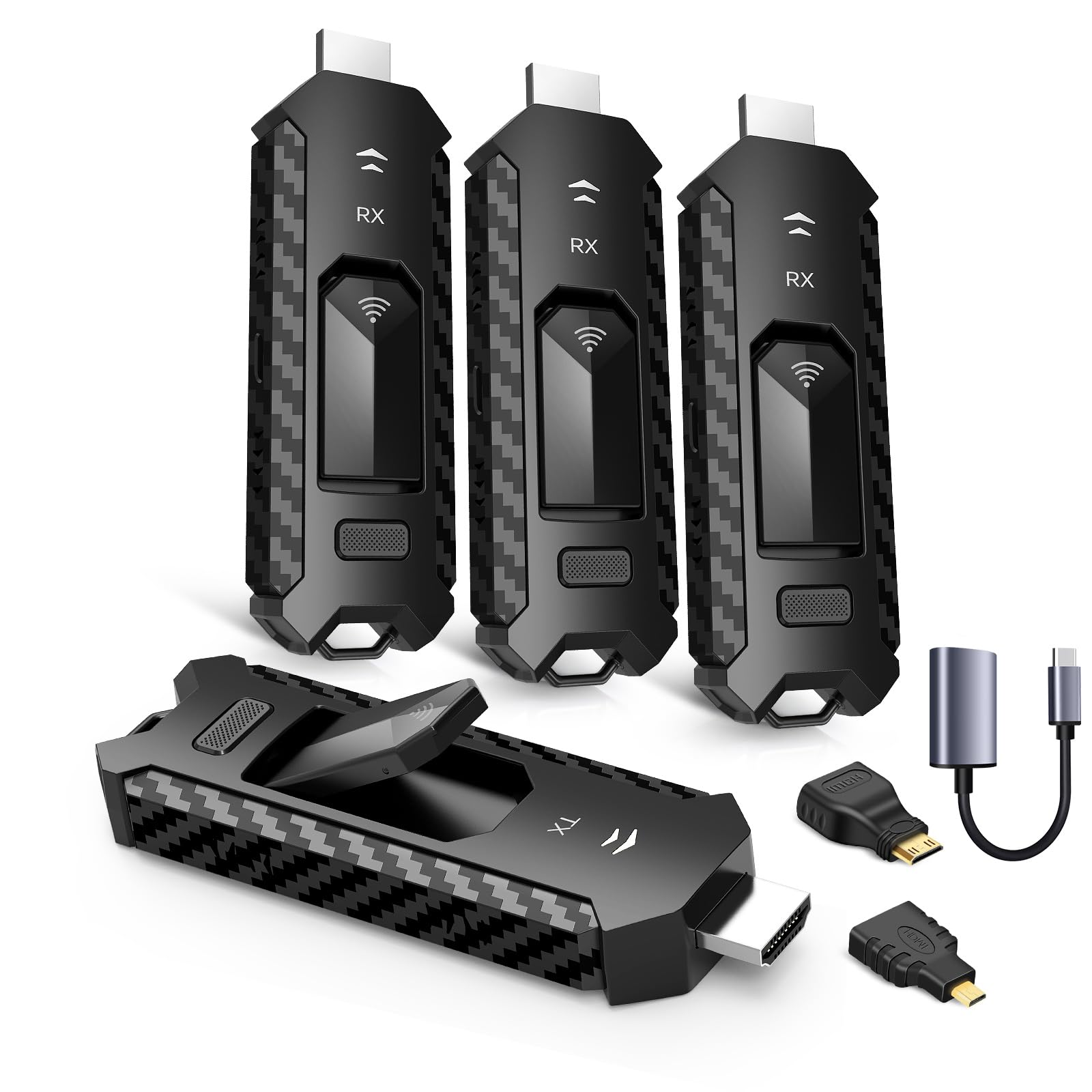 Wireless HDMI PRO- Transmitter and Three Receiver, Portable Multi-TVs Extender Kit, Plug and Play, Heat-Control, 5.8G/2.4G @60Hz 165FT/50M, Stream Video/PPT Wirelessly from Laptop to HDTVs/Monitors-image-21