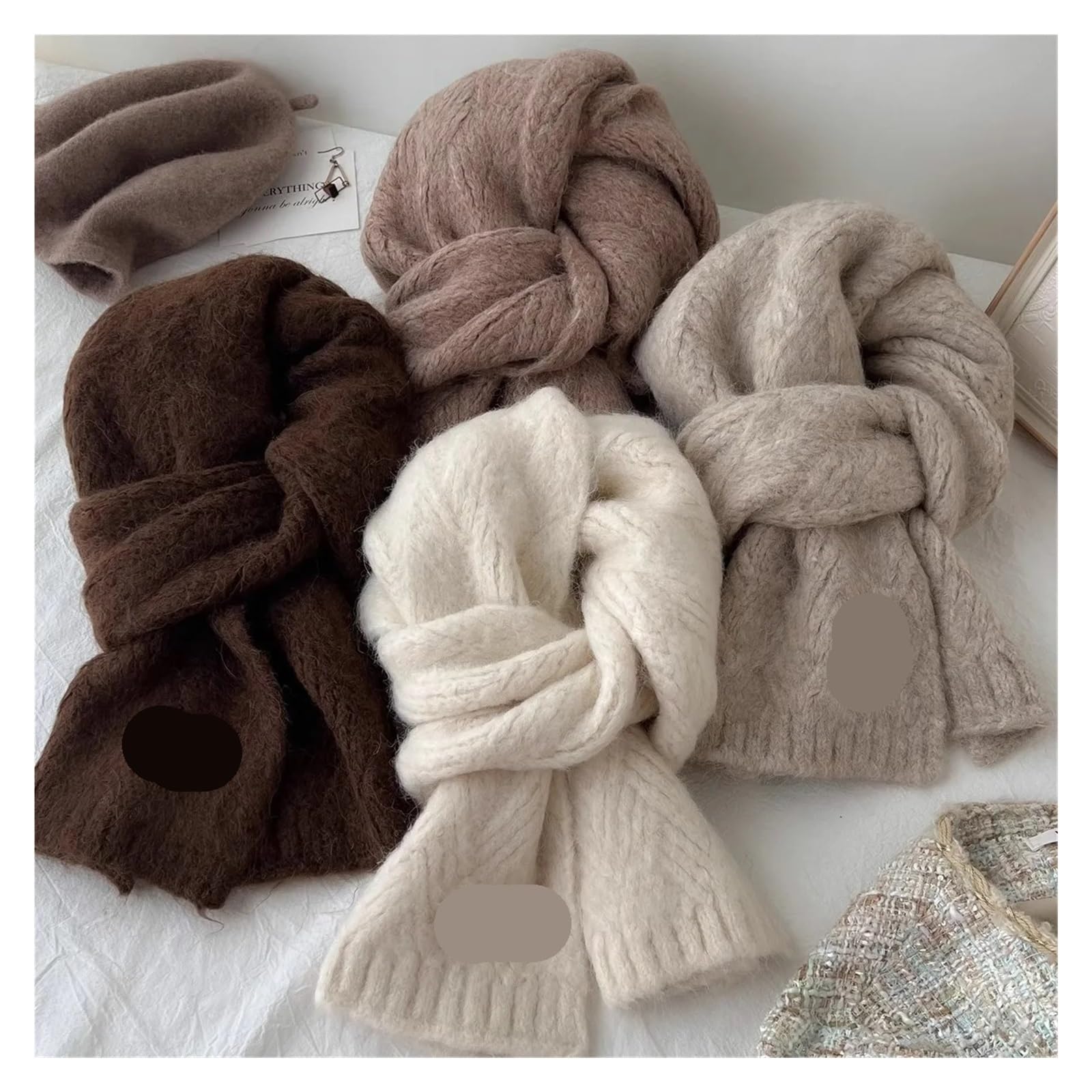 Bufanda Invierno Bufanda de lana tejida diseño for mujer, otoño e invierno, gruesa, cálida y, bufanda cachemira imitación for Unisexo
