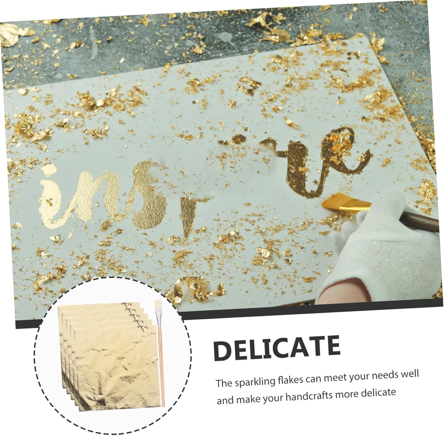 jojofuny Metallic Foil Flakes DIY Imitation Gold Leaf for Handcraft Decor Ceiling Decoration Art Painting Jewelry Making Lightweight and Safe Materials
