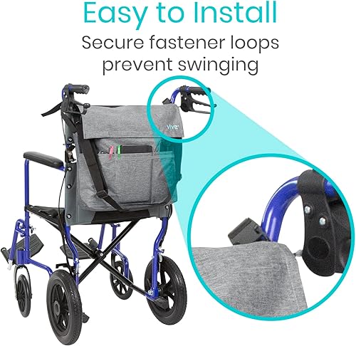 Miniatura 8 de Vive Bolsa de Accesorios para Silla de Ruedas XL - Impermeable, Resistente a los Arañazos, Doble Costura, Lavable a Máquina para Adultos, Personas