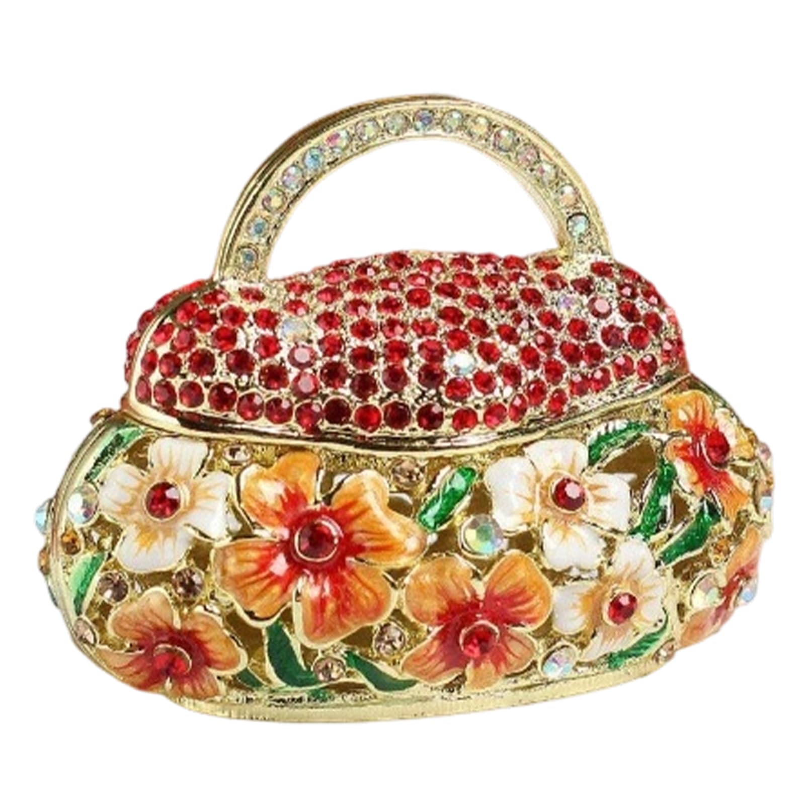 YWLUUOO Charm Miniature Enameled Jewelry Holder Adds Cultural Elegant to Any Space Metal Jewelry Box