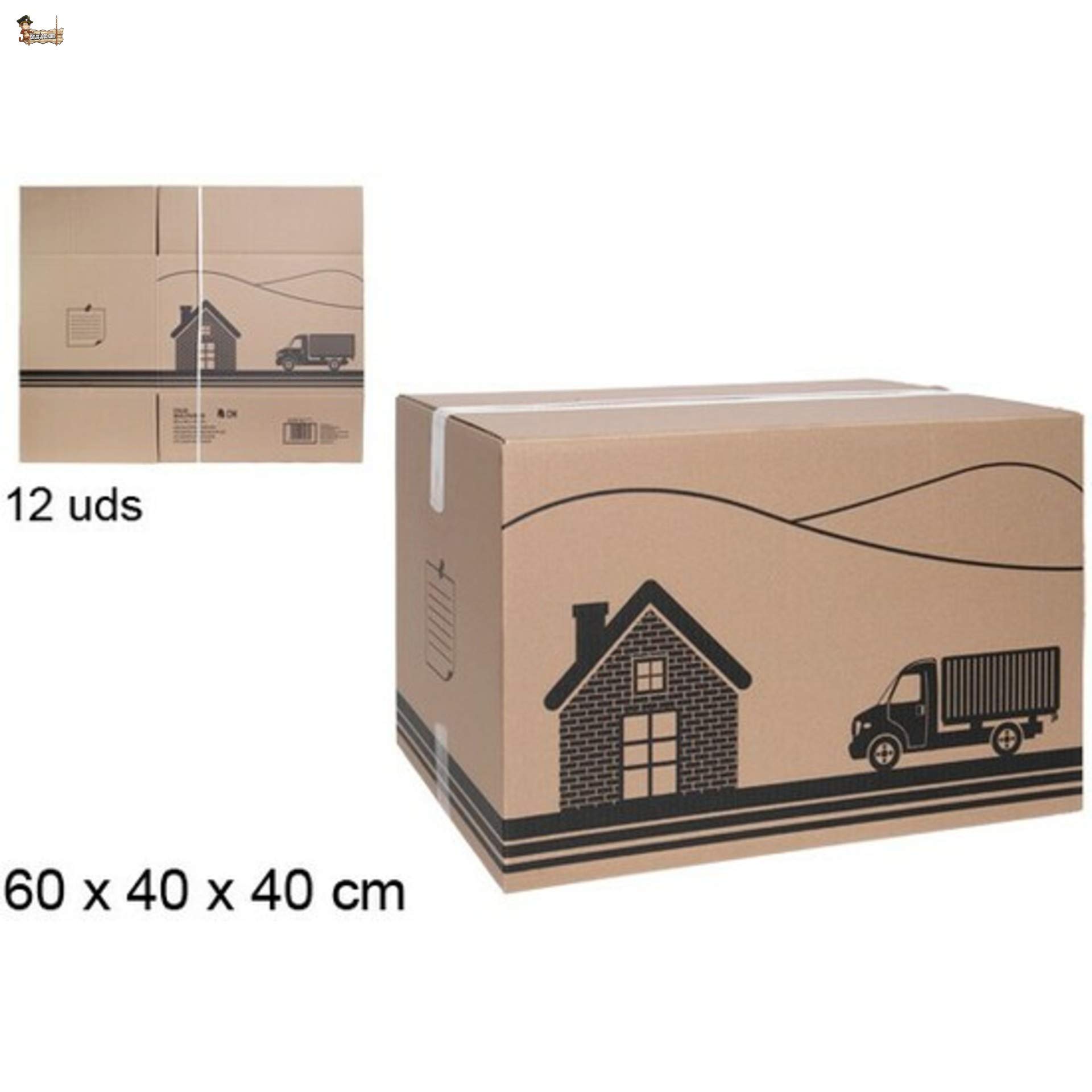 BricoLoco Versandkartons, 12 Stück, für Aufbewahrung, Umzug, Verpackung, Kleidung, Versandverpackung, Archiv, Ordnung, Mehrzweck, 60 x 40 x 40 cm
