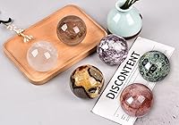 Vista 76 de AMOYSTONE Bola de aventurina azul Natural Cuarzo Cuarzo Cristal Esfera Piedra Bola con Base de Madera