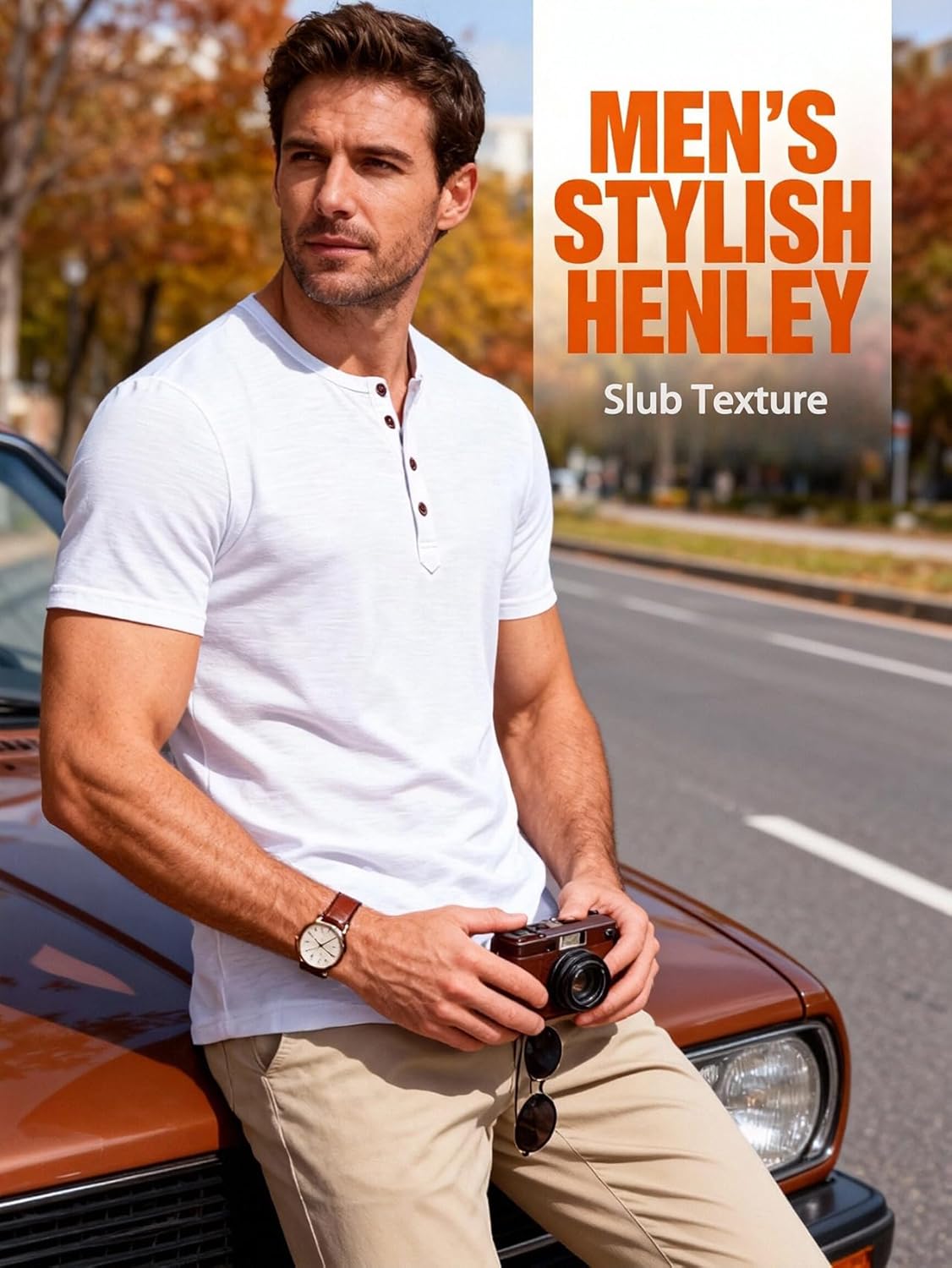 JEMITOP Men's Stretchy Short Sleeve Slim Fit Henley T-Shirt Casual Cotton 4 Buttons Tee Shirts - Image 5