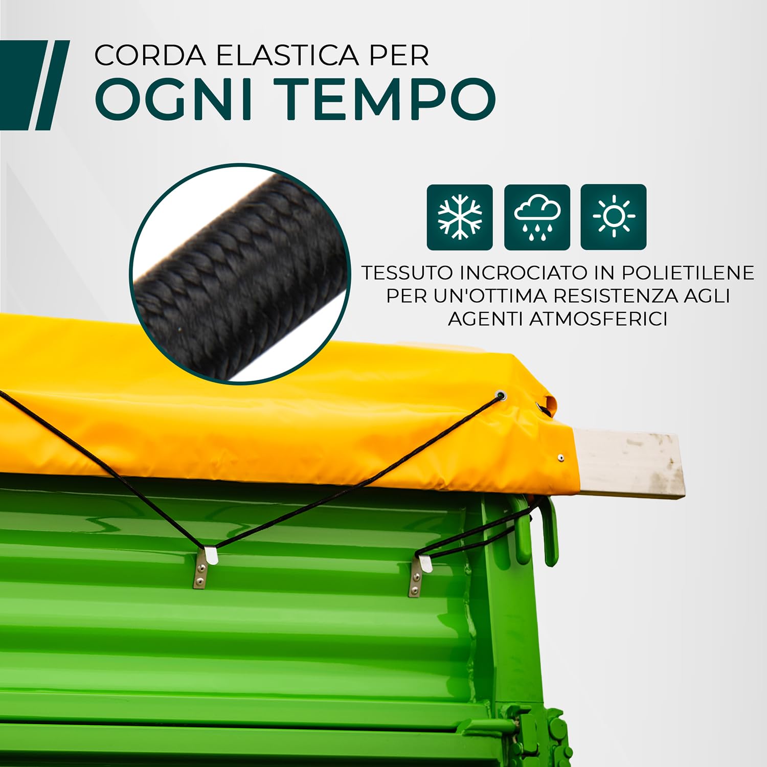 Corda Elastica In Gomma 10m X 7.5mm - Per Teloni, Rimorchi