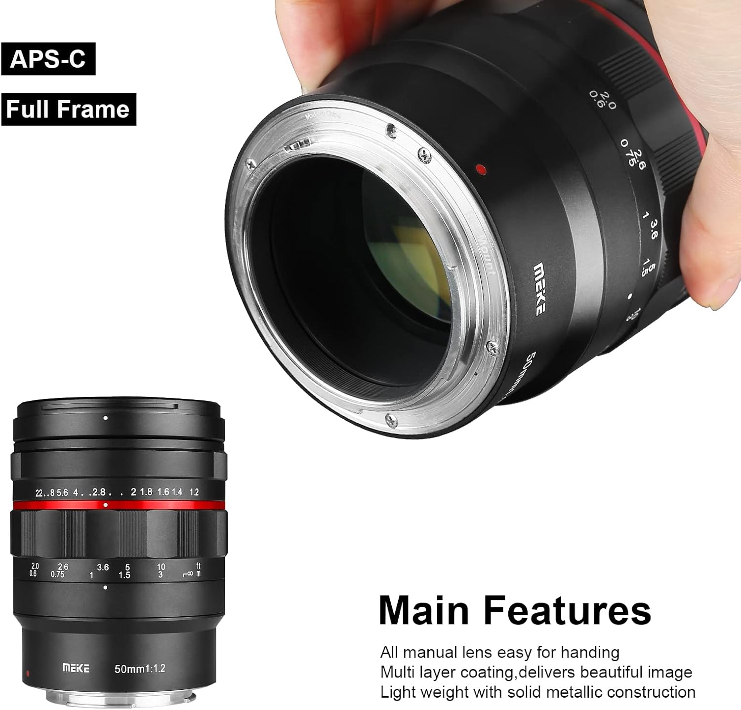 Exclusive Discount 90% Price MEKE 50mm F1.2 Large Aperture Manual Focus Full Frame Lens Compatible with RF-Mount Cameras EOS-R EOS-RP R5 R6