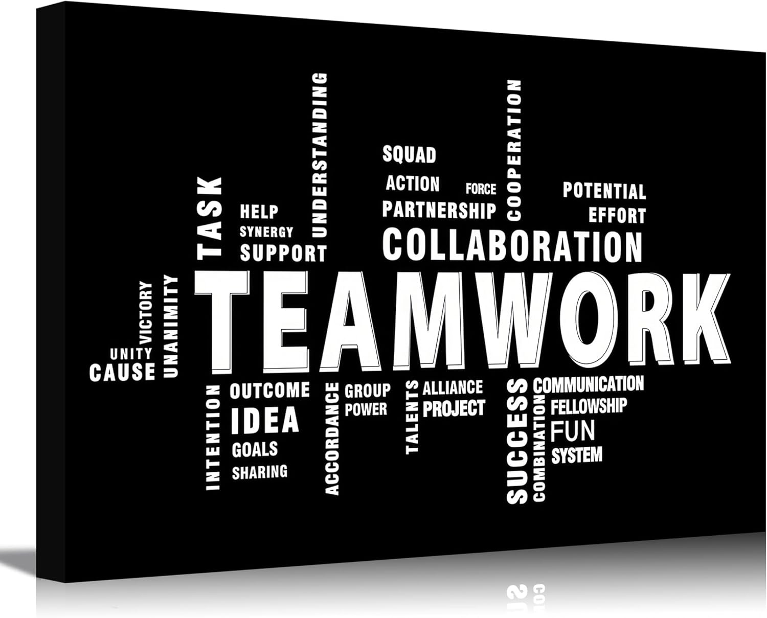 Inspirational Teamwork Canvas Wall Art Home Office Wall Decor Pictures Minimalist Team Work Inspirational Quotes Poster Print for Living Room Bedroom Office Man Cave Decoration Ready To Han